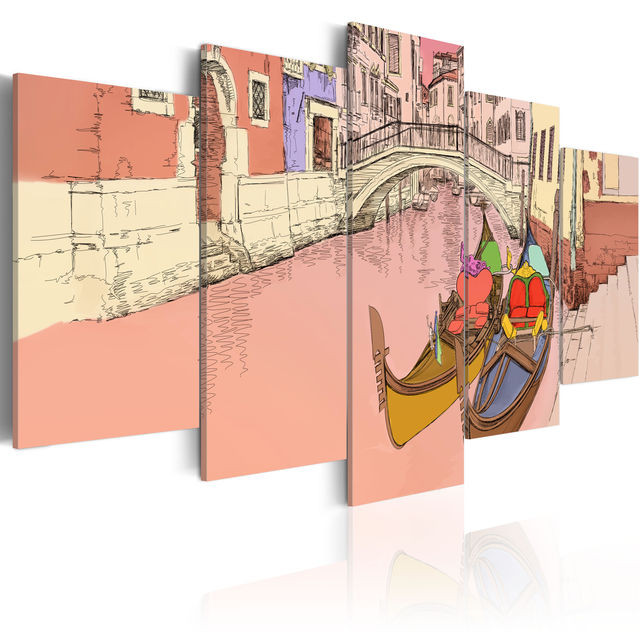 Tablou - Romantic gondolas - 5 pieces