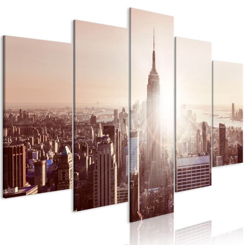 Tablou - Sun over Manhattan (5 Parts) Wide Brown