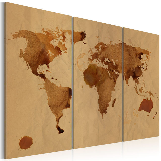 Tablou - The World painted with coffee - triptych