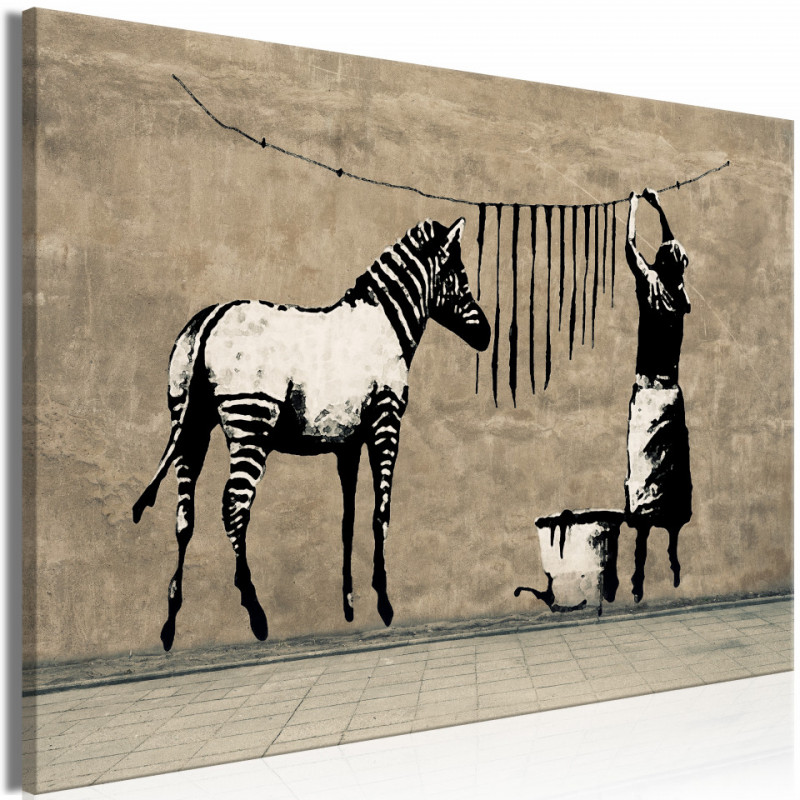 Tablou - Banksy: Washing Zebra on Concrete (1 Part) Wide