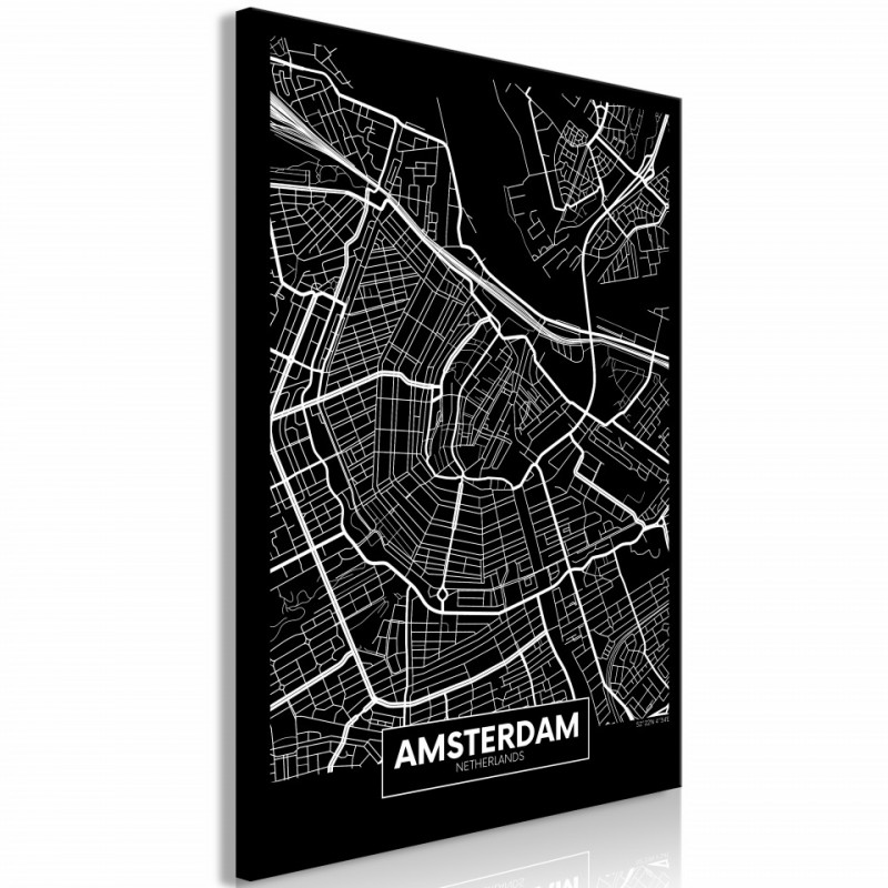 Tablou - Dark Map of Amsterdam (1 Part) Vertical