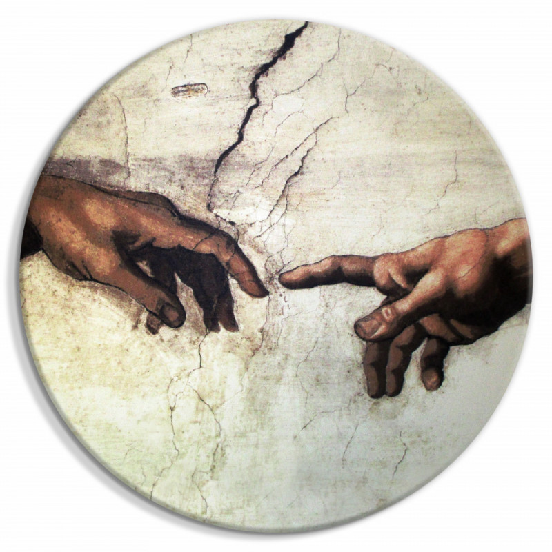 Tablou rotund - The Creation of Adam - hands from a fresco by Michelangelo