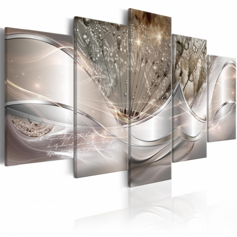 Tablou - Sparkling Dandelions (5 Parts) Beige Wide