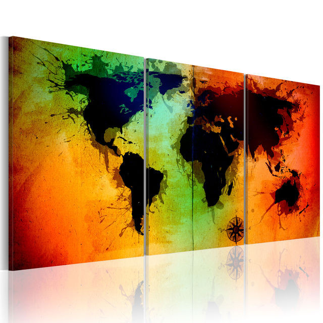 Tablou - World map - colorful oceans
