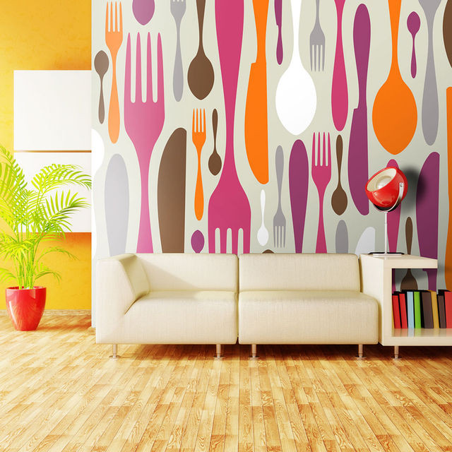 Fototapet - Cutlery - pink and violet