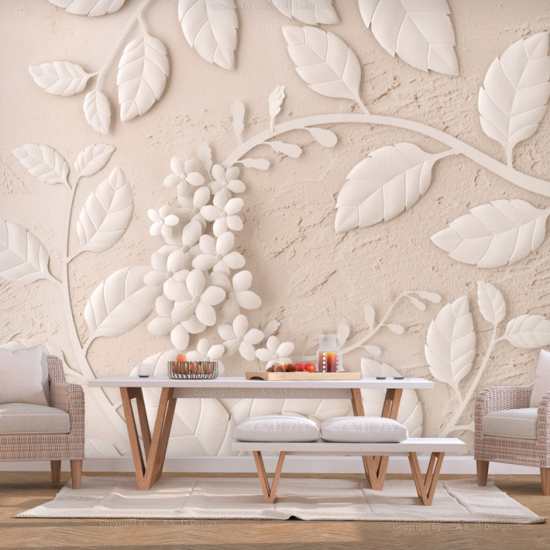 Fototapet - Paper Flowers (Beige)