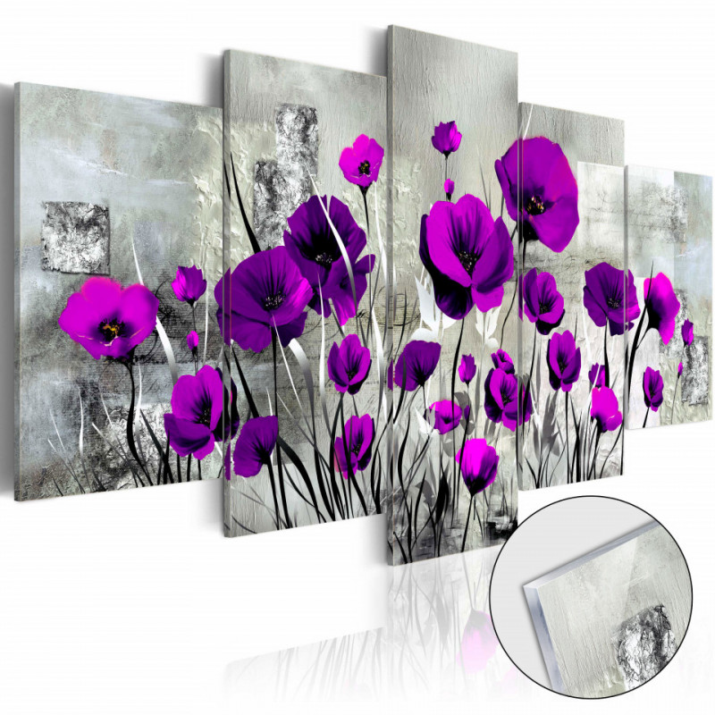 Imagine pe sticlă acrilică - Meadow: Purple Poppies [Glass]