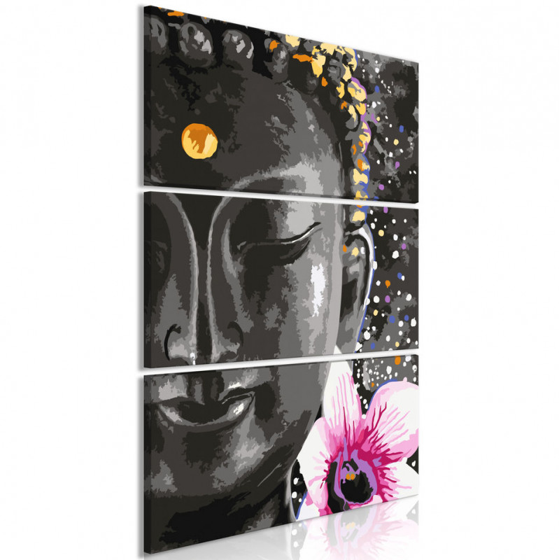 Tablou - Buddha and Flower (3 Parts) Vertical