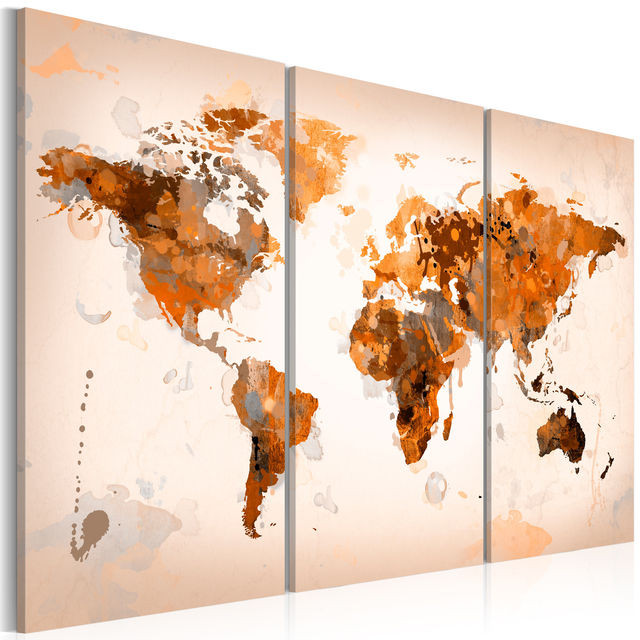Tablou - Map of the World - Desert storm - triptych