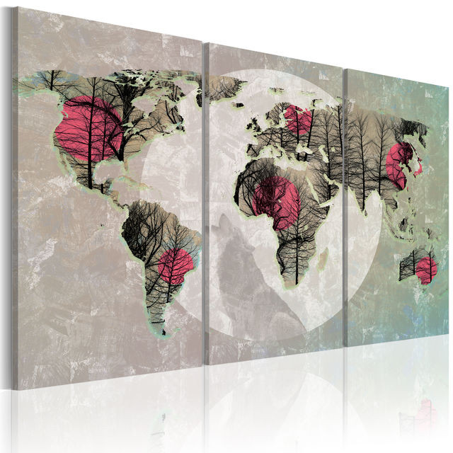 Tablou - Map of the World: Full moon - triptych