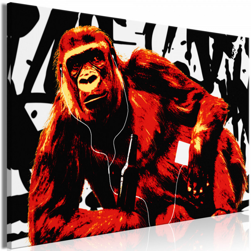Tablou - Pop Art Monkey (1 Part) Narrow Red