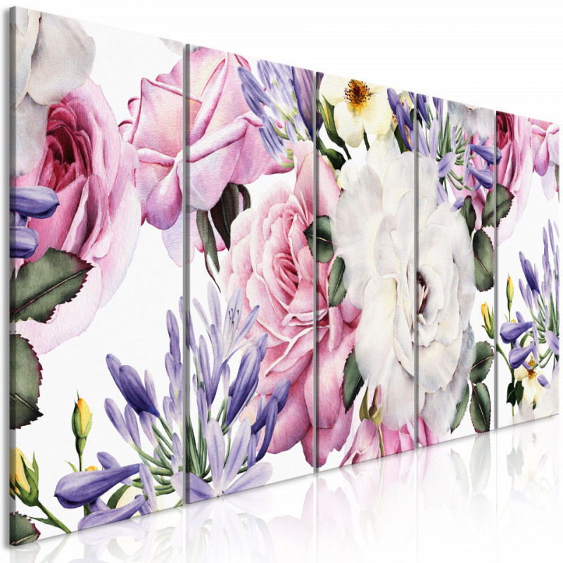 Tablou - Rose Composition (5 Parts) Narrow Colourful