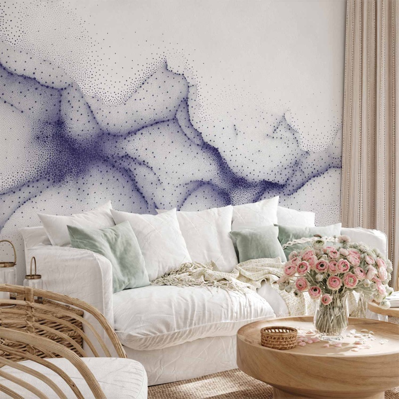 Fototapet - Cosmic dots - a subtle abstraction of dark blue dots on a white background