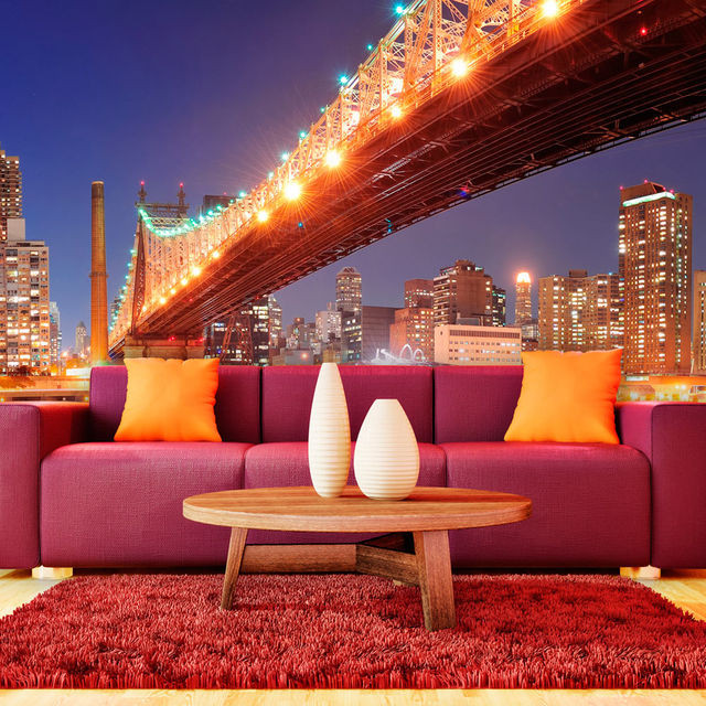 Fototapet - Fiery Brooklyn Bridge