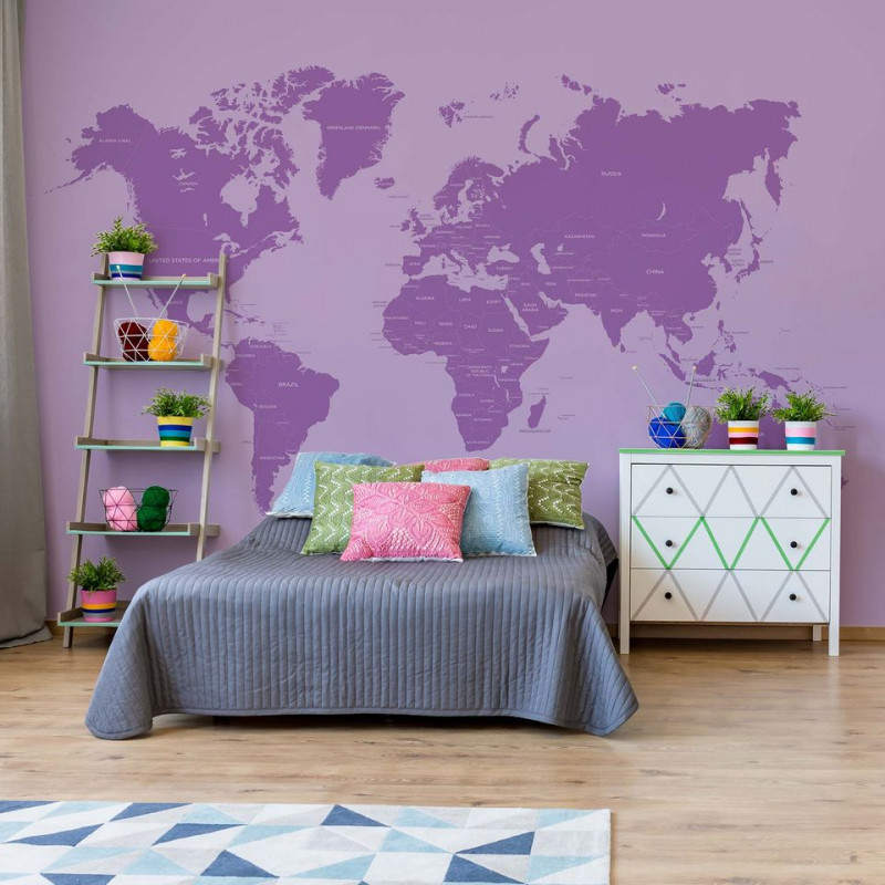 Fototapet Modern World Map Purple