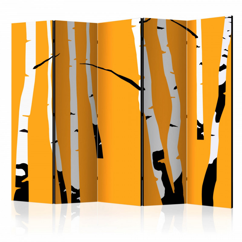 Paravan - Birches on the orange background II [Room Dividers]