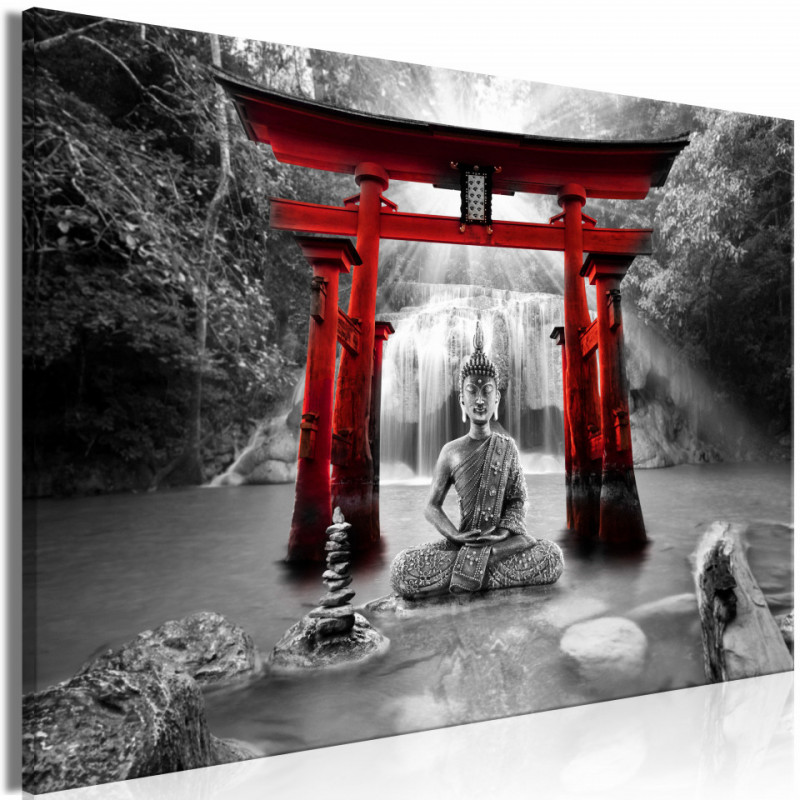 Tablou - Buddha Smile (1 Part) Wide Red
