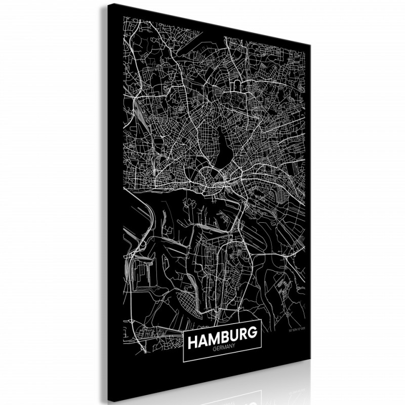 Tablou - Dark Map of Hamburg (1 Part) Vertical