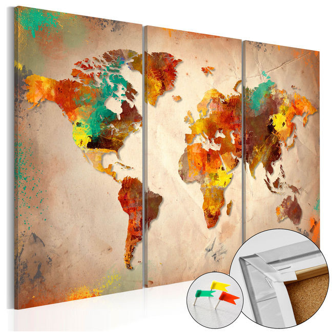 Tablou din plută - Painted World [Cork Map]