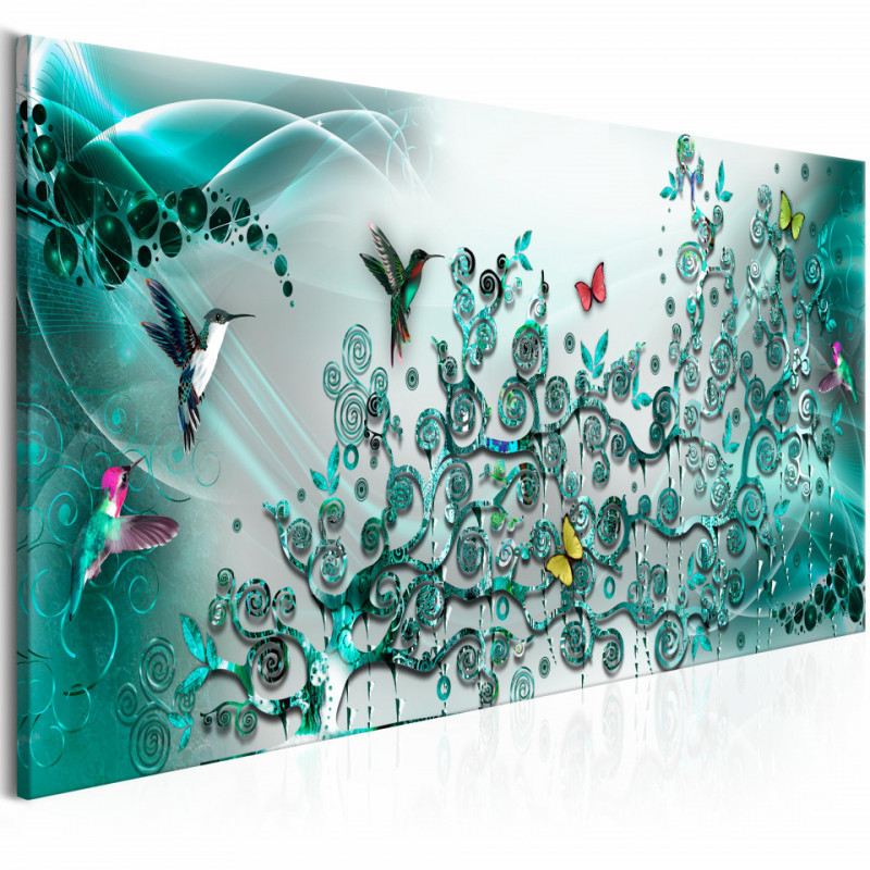 Tablou - Hummingbirds Dance (1 Part) Turquoise Narrow
