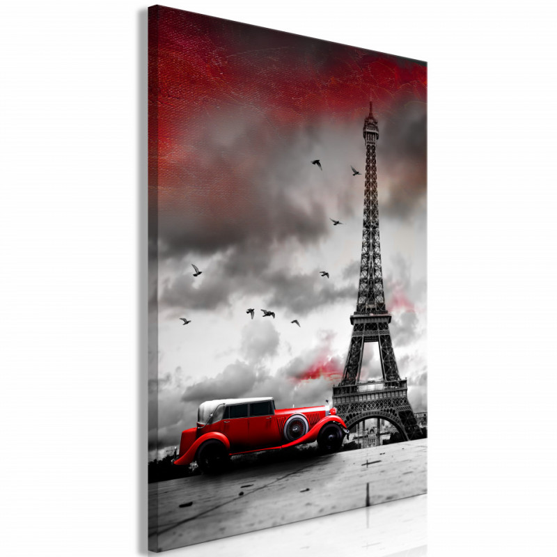 Tablou - Red Car in Paris (1 Part) Vertical