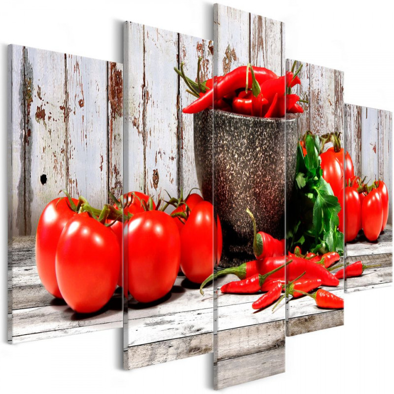 Tablou - Red Vegetables (5 Parts) Wood Wide