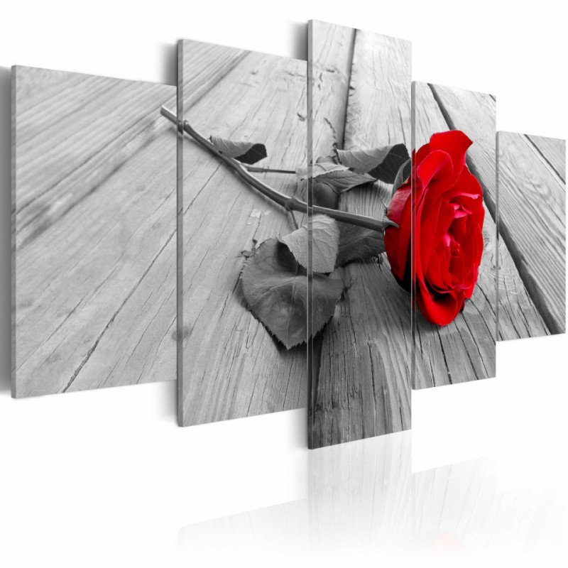 Tablou - Rose on Wood (5 Parts) Wide Red