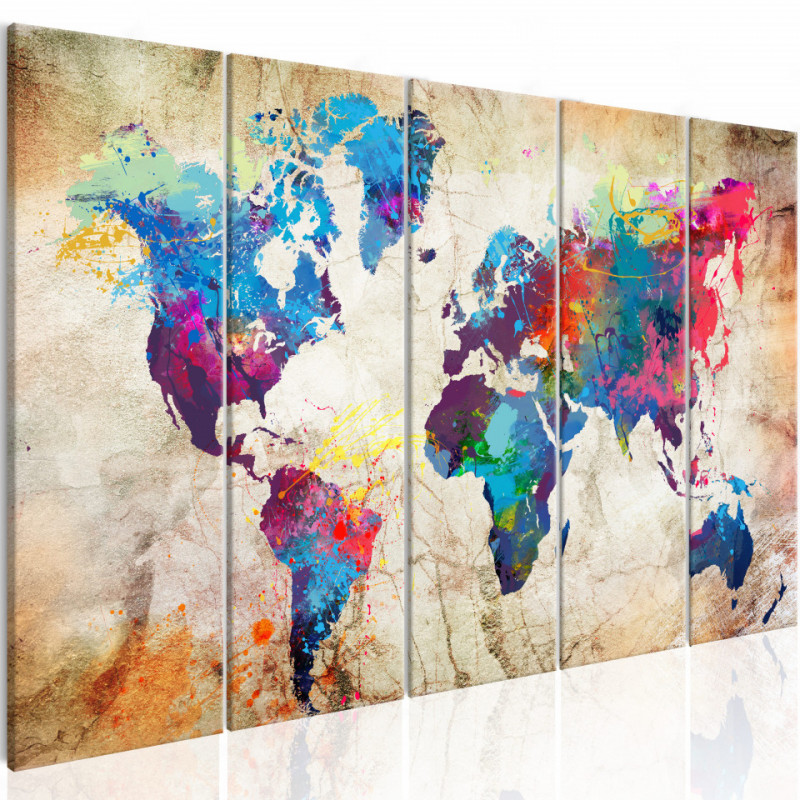 Tablou - World Map: Colourful Ink Blots