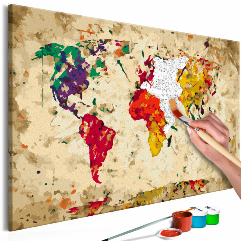 Pictura pe numere - World Map (Colour Splashes)