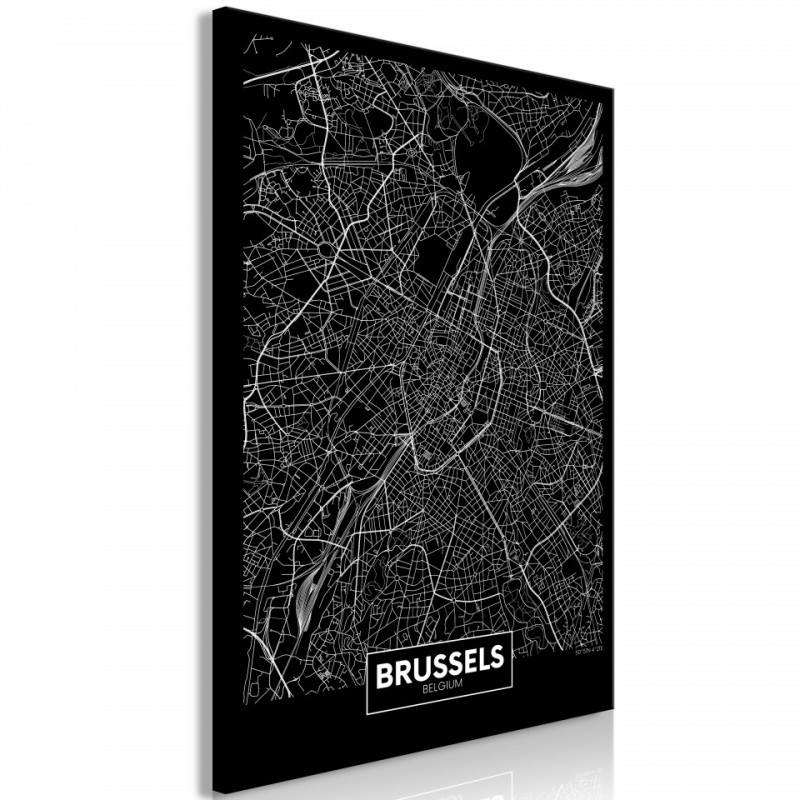 Tablou - Dark Map of Brussels (1 Part) Vertical