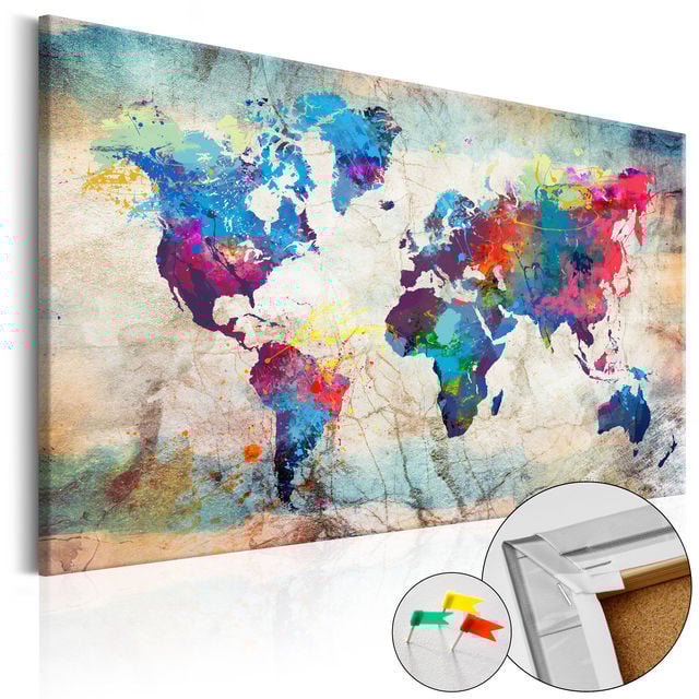 Tablou din plută - World Map: Colourful Madness [Cork Map]