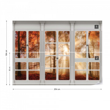 3D Door View Autumn Forest Photo Wallpaper Wall Mural - Img 8