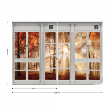 3D Door View Autumn Forest Photo Wallpaper Wall Mural - Img 11