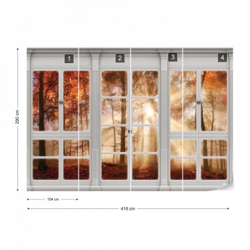 3D Door View Autumn Forest Photo Wallpaper Wall Mural - Img 14