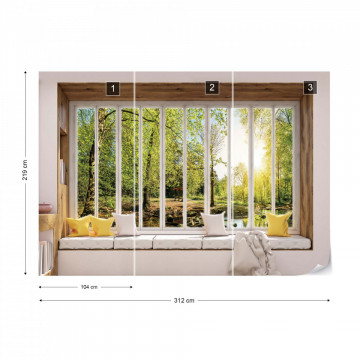3D Window View Forest Photo Wallpaper Wall Mural - Img 12