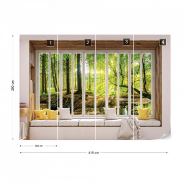 3D Window View Forest Photo Wallpaper Wall Mural - Img 14