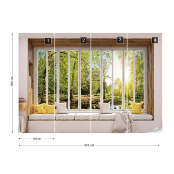 3D Window View Forest Photo Wallpaper Wall Mural - Img 14