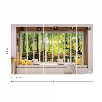 3D Window View Forest Photo Wallpaper Wall Mural - Img 15