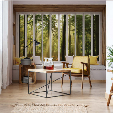 3D Window View Sunlight Forest Photo Wallpaper Wall Mural - Img 16