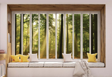 3D Window View Sunlight Forest Photo Wallpaper Wall Mural - Img 3