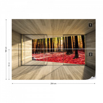 Autumn Forest 3D Modern Window View Photo Wallpaper Wall Mural - Img 8