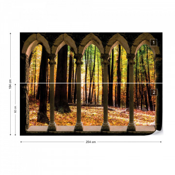 Autumn Forest Stone Archway View Photo Wallpaper Wall Mural - Img 5