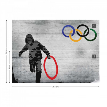 Banksy Graffiti Concrete Photo Wallpaper Wall Mural - Img 5