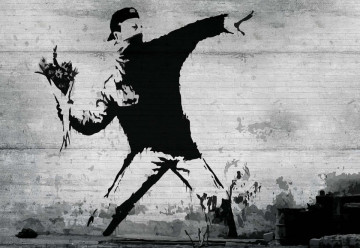 Banksy Graffiti Concrete Photo Wallpaper Wall Mural - Img 6