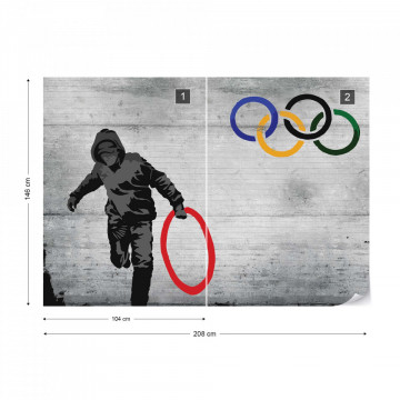 Banksy Graffiti Concrete Photo Wallpaper Wall Mural - Img 11