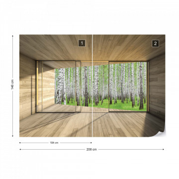 Birch Forest 3D Modern Window View Photo Wallpaper Wall Mural - Img 11
