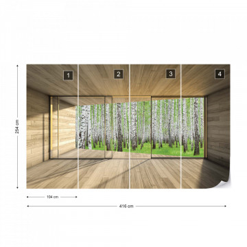 Birch Forest 3D Modern Window View Photo Wallpaper Wall Mural - Img 13