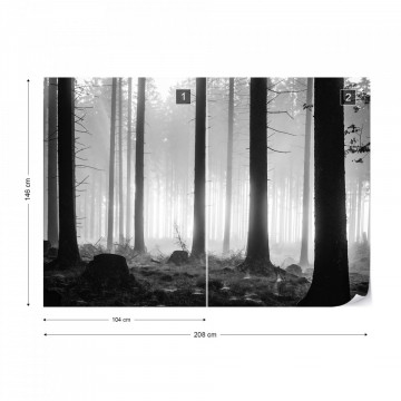 Black And White Atmospheric Forest Photo Wallpaper Wall Mural - Img 11