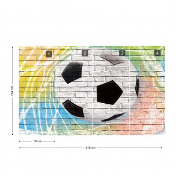 Football Graffiti Brick Wall Photo Wallpaper Wall Mural - Img 4