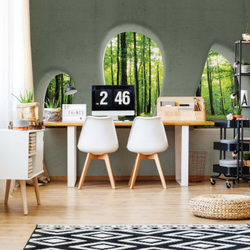 Forest 3D Concrete Arches View Photo Wallpaper Wall Mural - Img 14